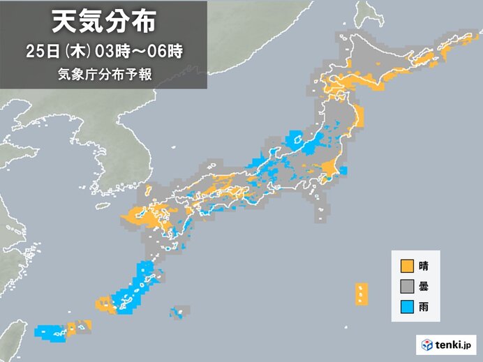 九州～北海道　雲の隙間から観測チャンスも