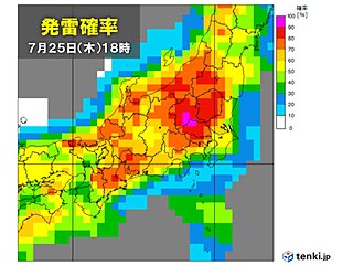 関東　今日の午後　平野部でもゲリラ豪雨のおそれ　発雷確率高く　落雷や突風に注意