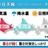 北海道の1か月予報　期間を通して暑さが続く　食品や体調管理など暑さ対策をしっかり