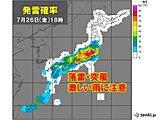 暑さ収まる気配なく　午後は危険な暑さも　関東～東海を中心に激しい雨や雷雨の恐れ