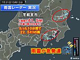 関東で局地的大雨　宇都宮で激しい雨を観測　今夜にかけてゲリラ雷雨に注意