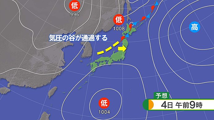日曜日　天気急変のリスクが高い