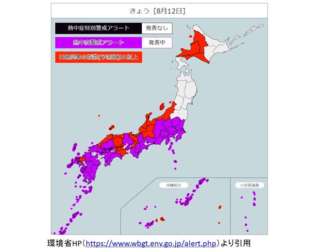 広く熱中症警戒アラートが発表