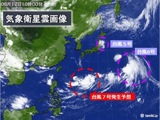 今後24時間以内に台風7号が発生予想　日本の南を北上・お盆直撃か