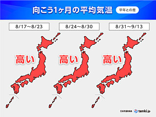 異例の猛暑　暑さの出口見えず　かなりの高温　9月に入っても厳しい残暑　1か月予報