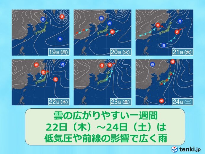 北海道のこの先一週間　雨の日が多くなりそう