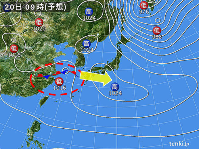 あさって以降の天気　暖気巻き込む南岸低気圧