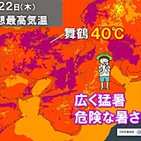 関西　高温多湿で広く危険な暑さ　舞鶴では40℃予想も　雷雨や激しい雨にも注意