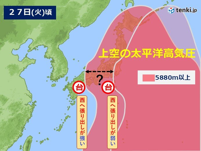 予報円の中心を進めば北陸直撃　28日の予報円が大きいのは?