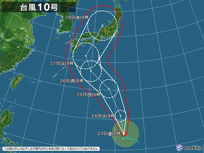 来週の中頃　台風10号の動きにも注意