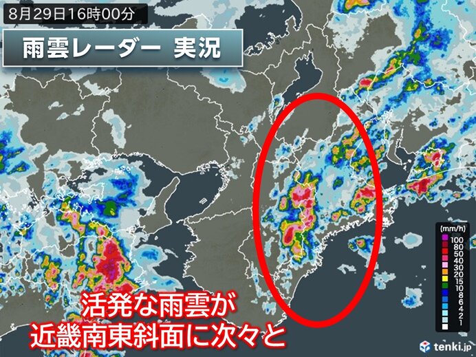 台風接近前から雨が強まる　すでに地盤が緩んでいる所も