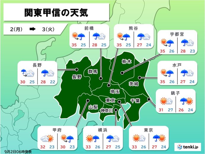 2日・3日　局地的に激しい雨