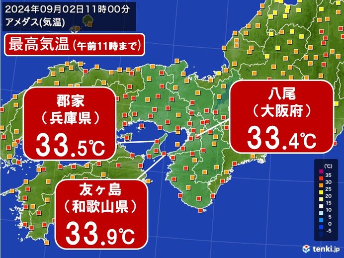 関西では昼前から30℃超え続出