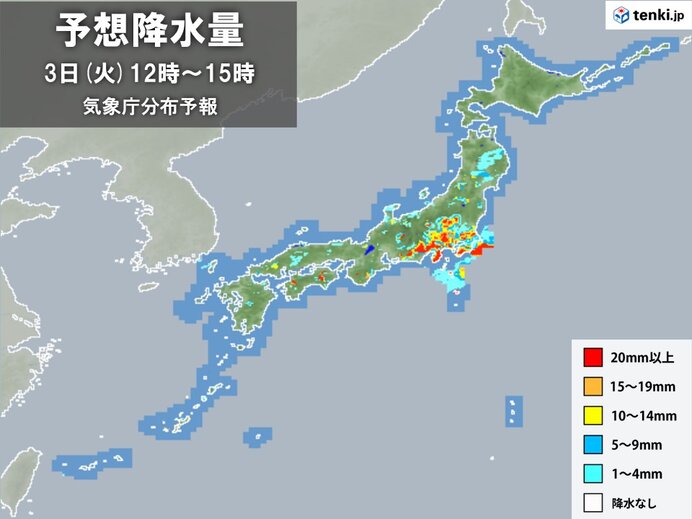 関東や東海で雨雲発達　その他も天気急変注意