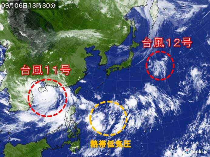 南の海上は台風の発生しやすい状況