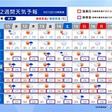 14日頃は沖縄に台風接近か　晴れても天気急変　九州～関東は猛暑日も　2週間天気