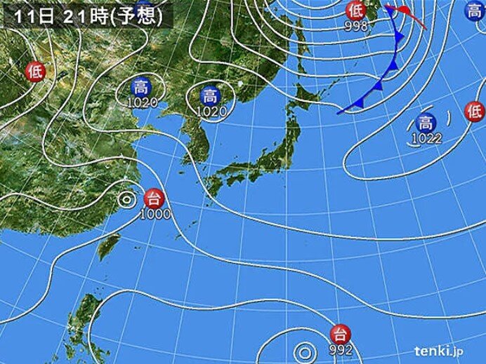 今日11日の天気図