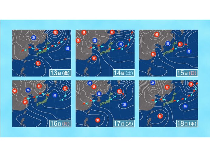 明日(12日)から一週間の天気