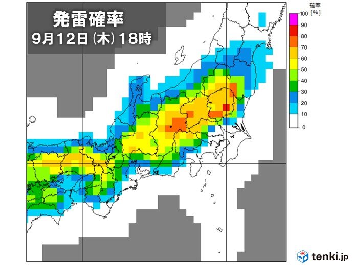 にわか雨・雷雨に注意