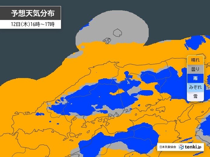 今日12日夜9時ごろにかけて　局地的に激しい雨や非常に激しい雨に