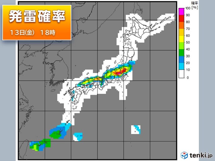 今夜もカミナリ雲が発生しやすい　特に関東内陸部は落雷多発の恐れ