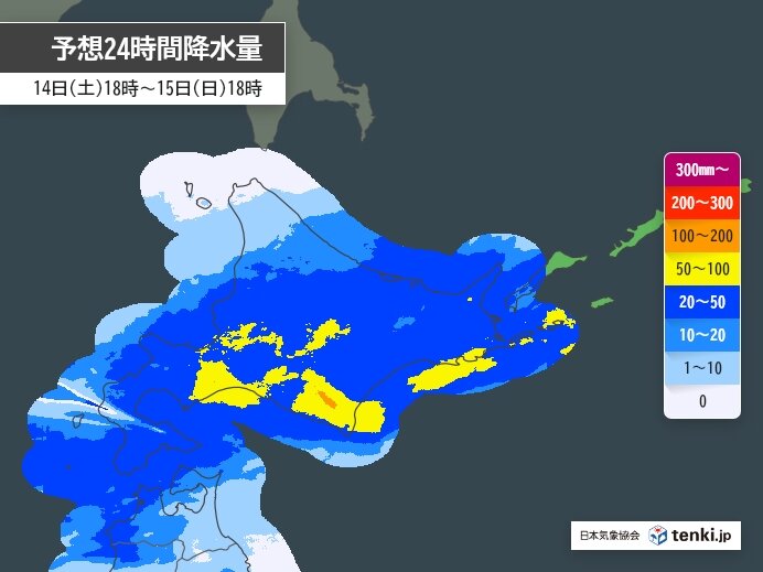 北海道　今日14日夜から明日15日朝は道南で局地的に激しい雨の恐れ　落雷や突風も