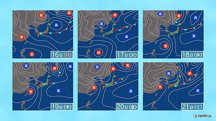 15日～21日　秋雨前線が南下