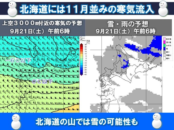 暑すぎる日本列島にも冬の便り?　今週後半には北海道の山では雪の可能性も