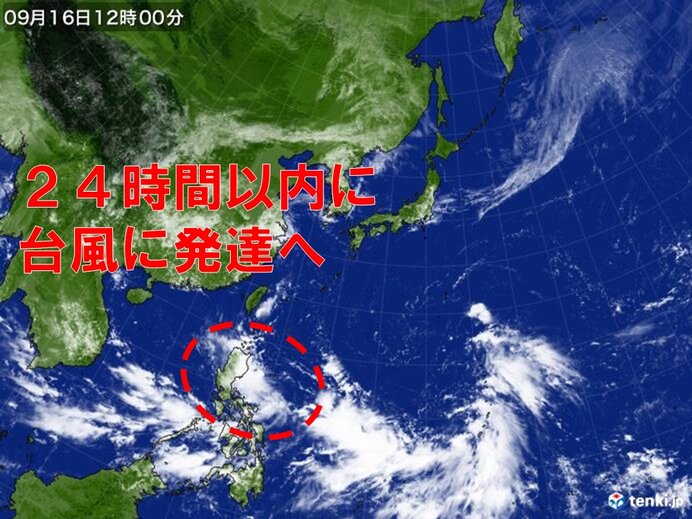 新たな「台風のたまご」　フィリピンの東で24時間以内に台風へ