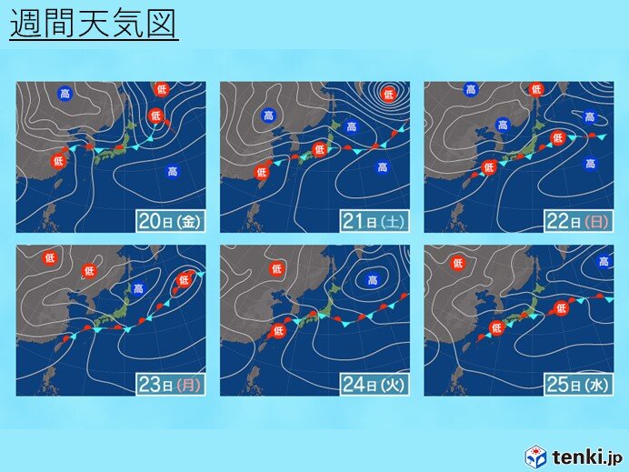 19日(木)～25日(水)　季節前進　秋の長雨シーズンへ