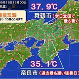 関西　暑すぎる9月　奈良市では過去最も遅い猛暑日　猛烈な暑さは20日(金)まで