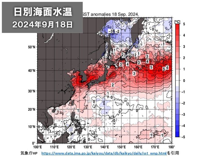 平年を大幅に上回る海面水温