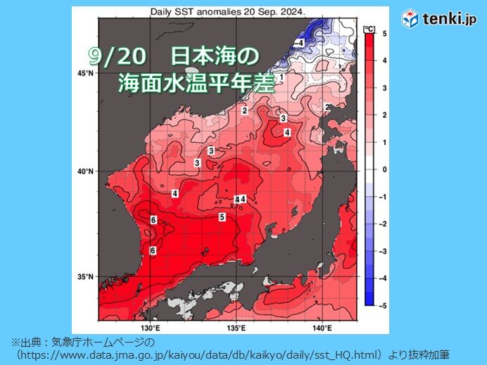 日本海西部のかなり高い海面水温　大雨をもたらす一因に