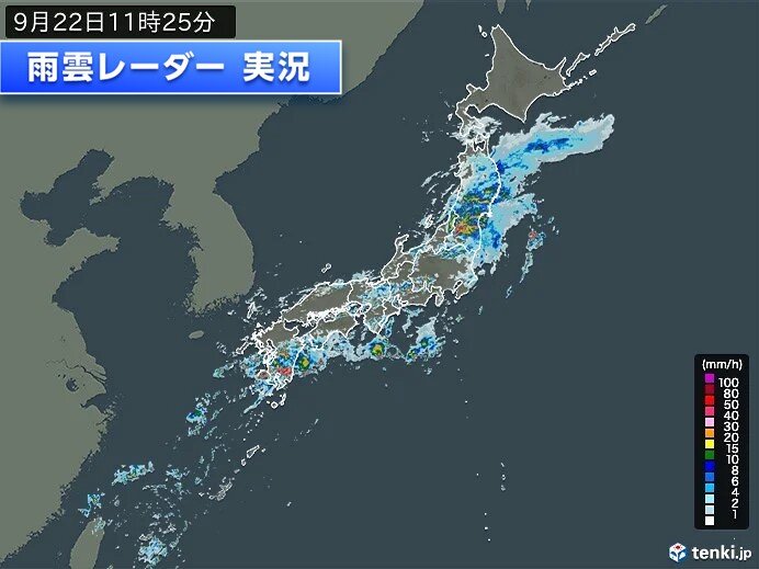 雨雲発達　非常に激しい雨も