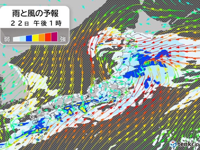 午後は東北や関東から九州の所々で激しい雨