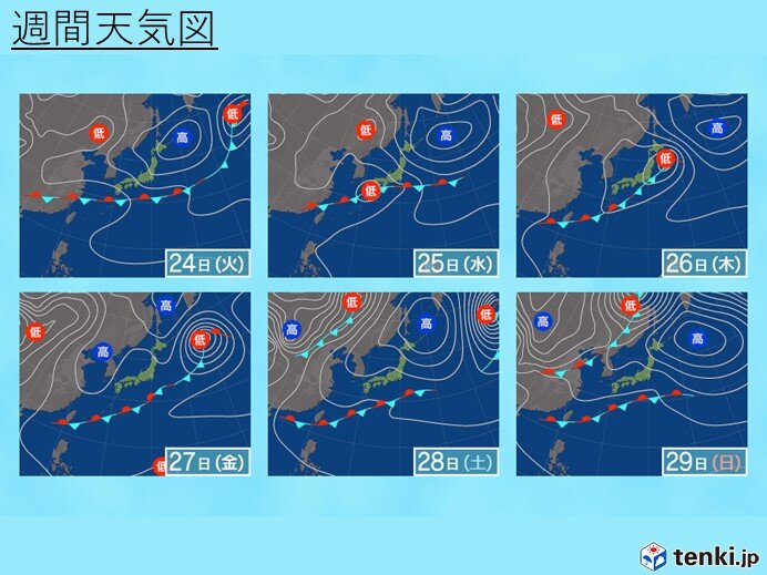 23日は天気回復　ただ、25日は早くも西日本で雨に