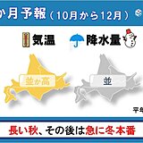 北海道の秋～冬の見通し　秋が長引き　その後は　急に冬本番となることも