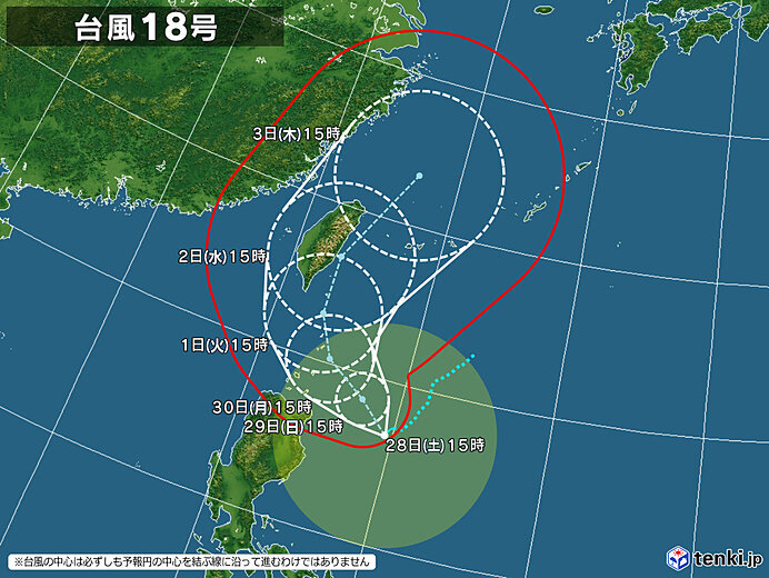 沖縄本島で激しい雨　台風18号は強い勢力へ　沖縄・先島に来週中頃接近か