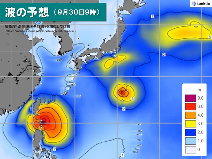 高波に注意　台風が離れていても　海には近づかないで