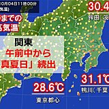 関東　暑さが戻る　すでに最高気温30℃超の所も　午後も10月らしくない暑さ