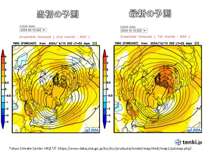 冬の訪れが当初の予想より遅れる可能性