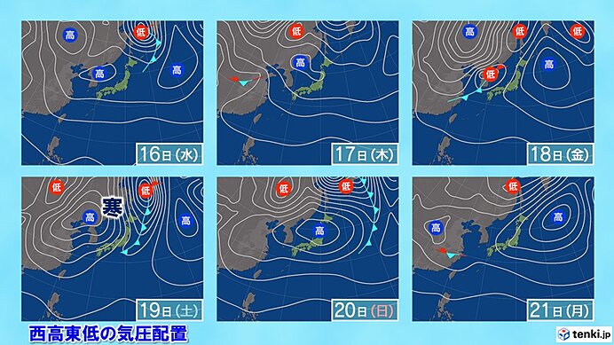 15日(火)～21日(月)　季節を進める雨　週末は気温ダウン