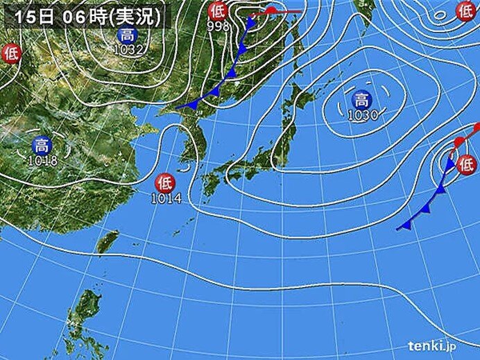 連休明け　静岡県では晴れているが 　その他は曇りや雨