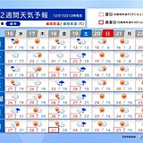 16日は午前を中心に雨　19日～20日は荒天・大幅な気温低下に注意　2週間天気