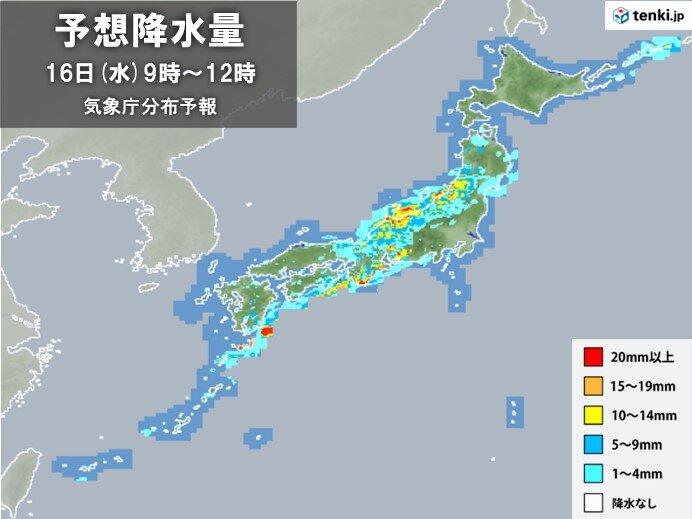 各地の天気　傘の出番の所が多い