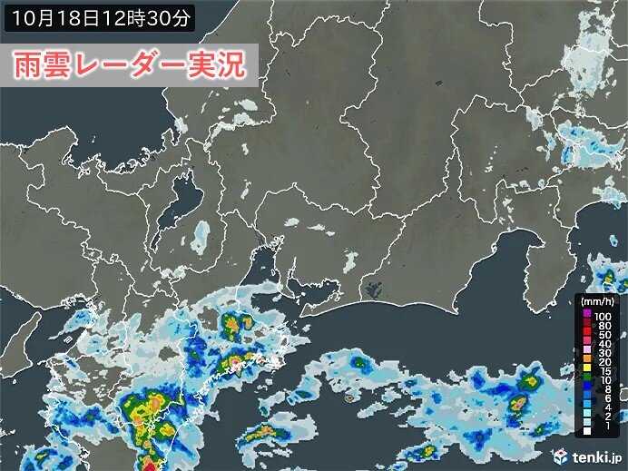 三重県南部に活発な雨雲がかかり続ける