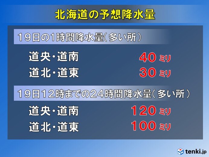 19日午前は局地的な大雨の恐れ