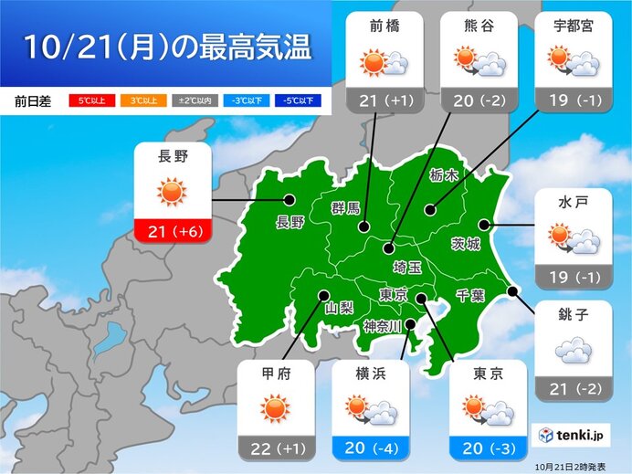 日中も沿岸部中心に空気ヒンヤリ