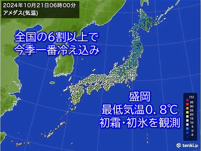 今季これまでで最も冷えた朝　初霜や初氷など冬の便りも