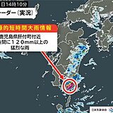 鹿児島県で1時間に120ミリ以上「記録的短時間大雨情報」